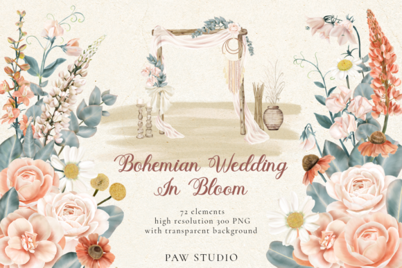 Download Bohemian Wedding Flowers Leaves Clipart - Premium Resources