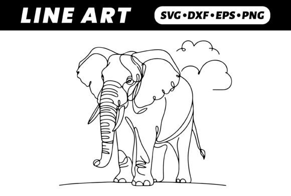Download One-Line Elephant Drawing, Simple Art - Wing Collection