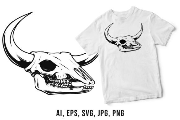 Download Bull Skull Vector Drawing Artwork - Wing Collection