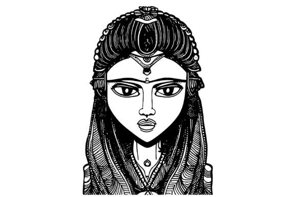 Download Indian Woman Line Art Vector - Premium Resources