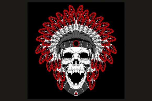 Download Skull Indian Hand Drawing,easy to Edit - Wing Collection