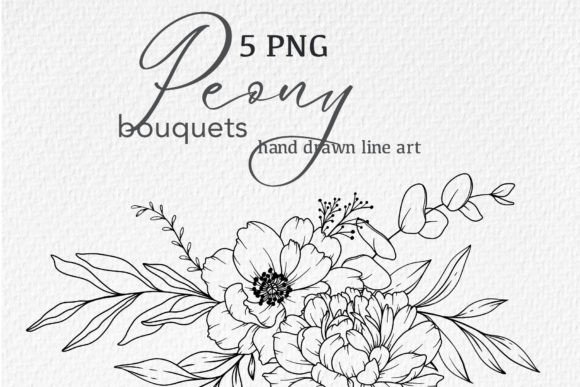 Download Peony LINE DRAWING, Floral Line Art - Wing Collection