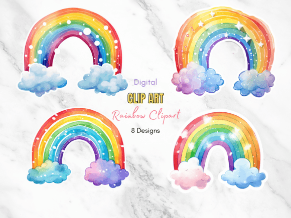 Download Watercolor Rainbow Boho Clip Art - Boho clip art Collection