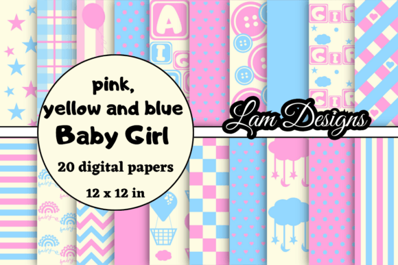 Download Pink, Yellow and Blue Baby Girl Papers - Ink Collection