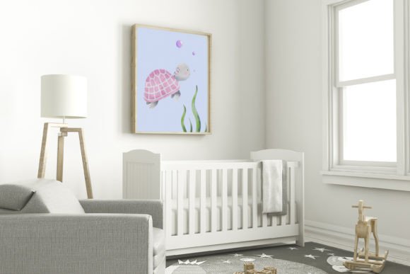 Download Pink Sea Turtle Nursery Wall Art - Ink Collection