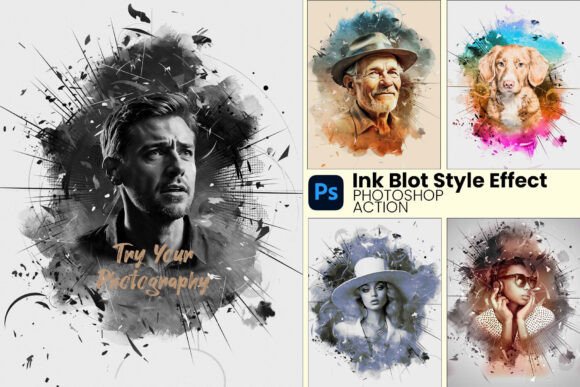 Download Ink Blot Art Photoshop Action - Ink Collection