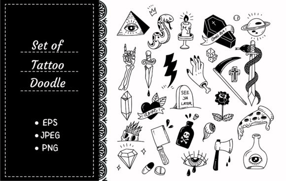 Download Various Tattoo Element Doodle - Tattoo element Collection