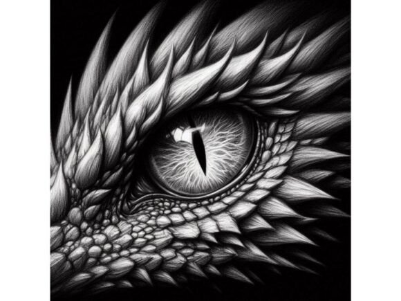 Download Charcoal Drawing of a Dragon’s Eye, with - Wing Collection