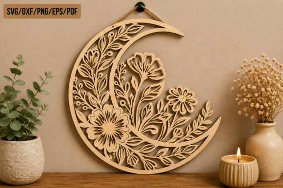 Download Layered Moon Flower Wall Art SVG - Wall art Collection